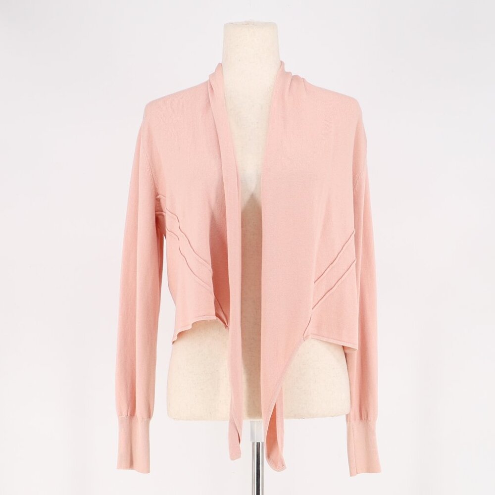 DONNA KARAN Draped Open Front Cardigan Pink Size M